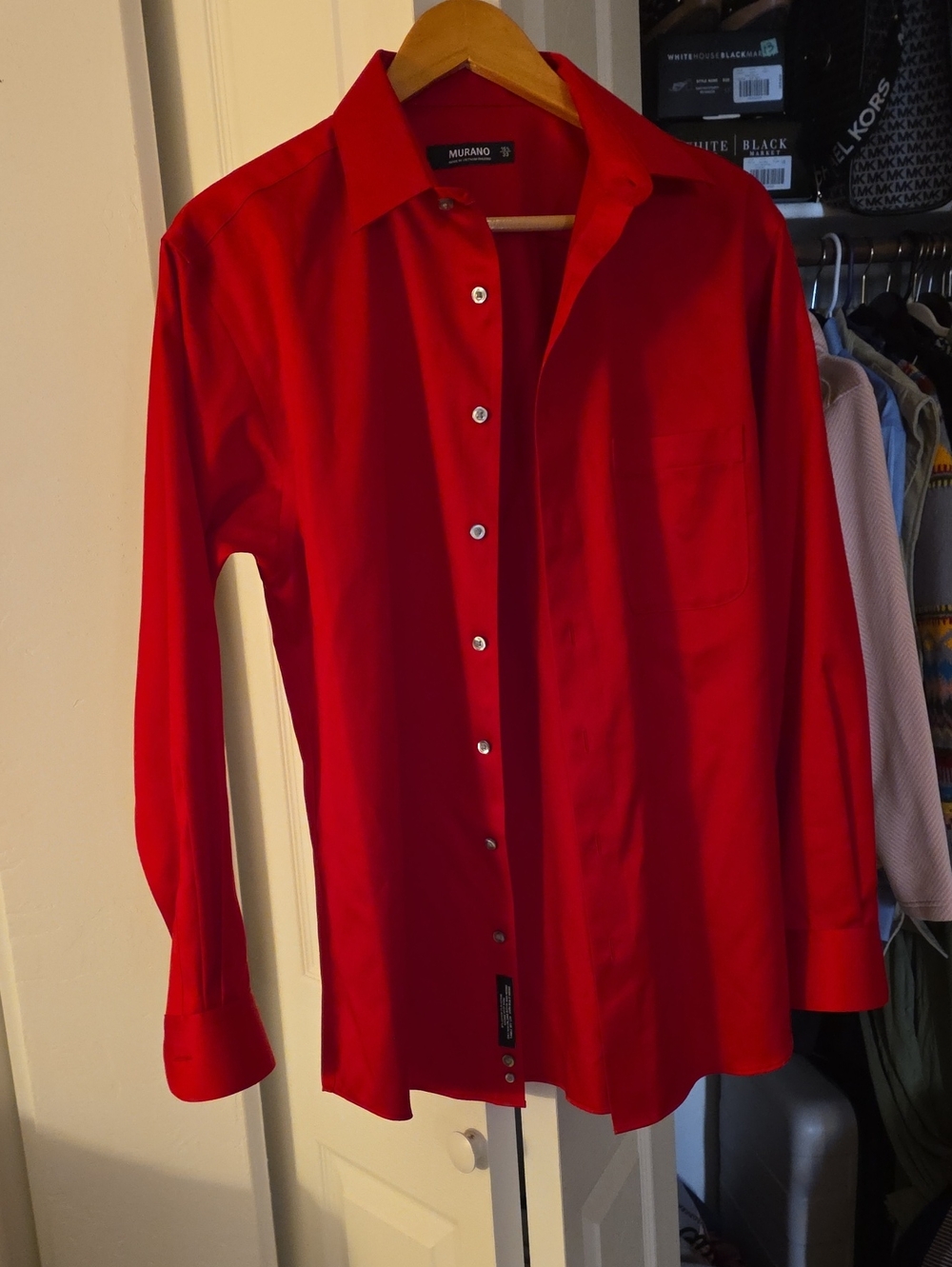 Murano Men's Vibrant Red Long-Sleeve Dress Shirt
